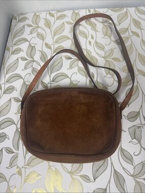 Salvatore Ferragamo Brown Suede Crossbody Bag